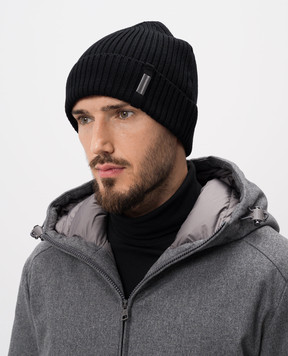 Ann Demeulemeester Черная шапка из шерсти с логотипом 2402UHT17KN045m