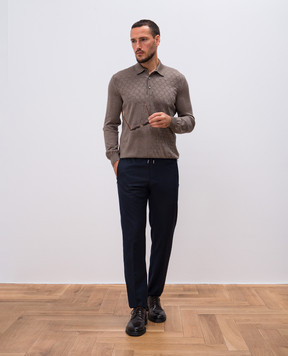 Bertolo Cashmere Синие брюки из шерсти и кашемира 000290001391