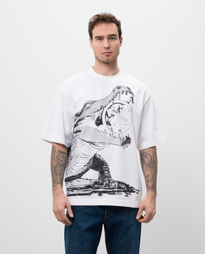 Off-White Белая футболка с принтом Big croco OMAA120S25JER005