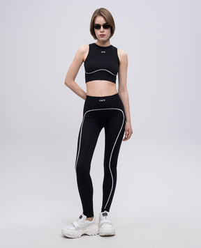 Off-White Чорні легінси з логотипом OWVV015C99KNI002