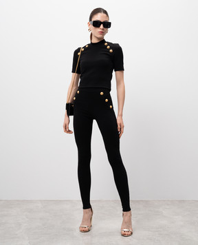 Balmain Чорні легінси з брендованими заклепками DF1OC036JH30