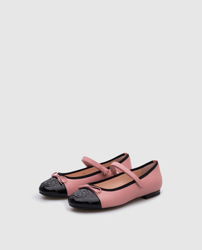 Dolce&Gabbana Детские розовые кожаные балетки с монограммой логотипа. D11273A79243738