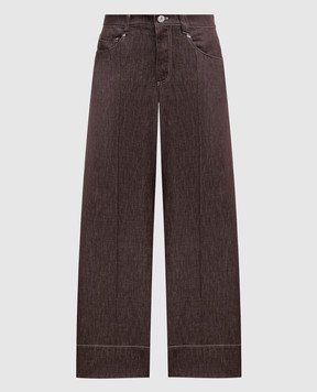 Brunello Cucinelli Коричневі джинси зі шкіряним патчем логотипа MB125P5658