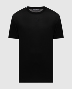 Dolce&Gabbana Черная футболка из шелка с логотипом монограмма G8RN8ZFU75F