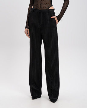 WARDROBE.NYC Чорні штани з вовни в смужку W2214F24PS