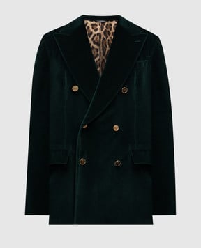 Dolce&Gabbana Зеленый двубортный бархатный пиджак Sicilia G2TV8TFUVKR