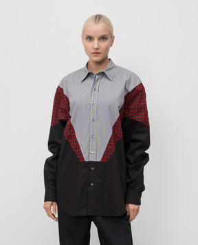Vetements Чорна сорочка з ефеком Color Block UH76SH860BR