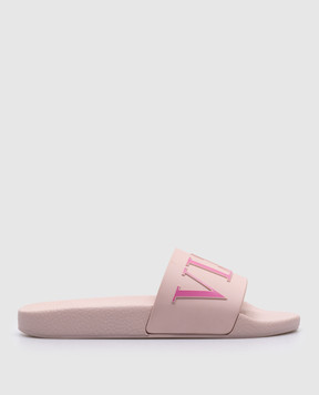 Valentino Розовые слайдеры с логотипом QW1S0076SYE
