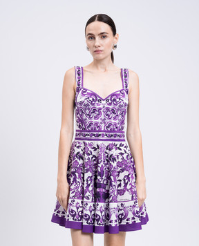 Dolce&Gabbana Біла сукня з принтом Майоліка F6TYUTHH5EN