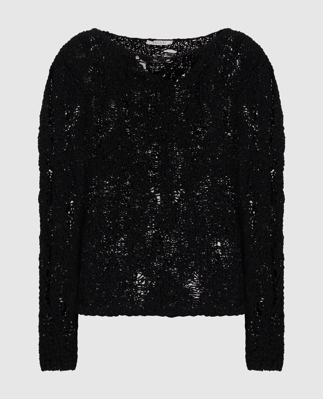 Черный ажурный свитер с прорехами