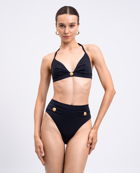 Balmain Чорний купальник з брендовими заклепками BKBV62250