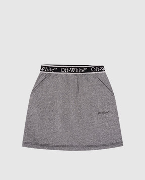 Off-White Детская серая юбка с люрексом с узором логотипа OGCK001F24FLE001
