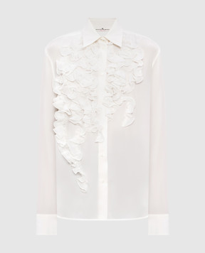 Ermanno Scervino Белая блуза из шелка с рюшами D472K307VKX