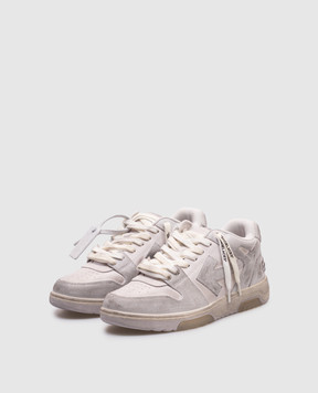 Off-White Сірі шкіряні кросівки OUT OF OFFICE з вінтажним ефектом OMIA189C99LEA014
