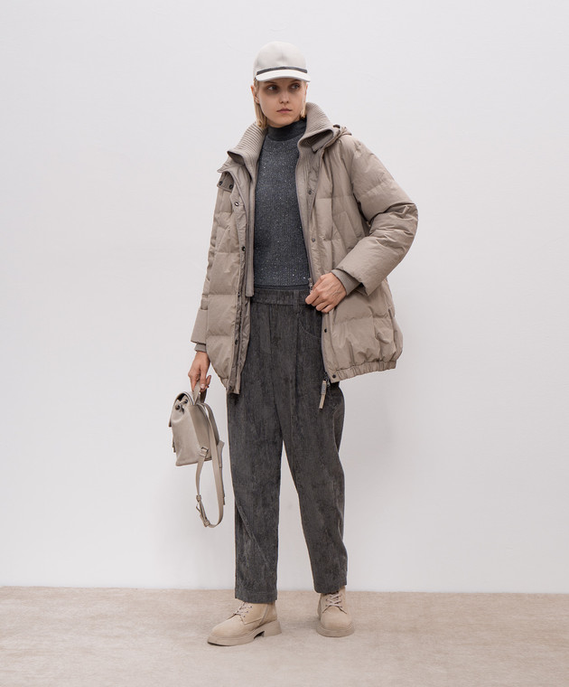 Brunello Cucinelli Серый свитер из кашемира и шерсти с пайетками MBM756900 изображение 2