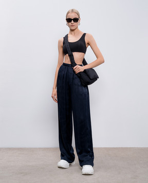 Balenciaga Синие брюки из шелка в логотип шаблон. 681822TRN04