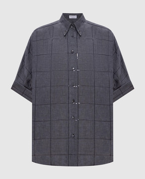 Brunello Cucinelli Серая рубашка из льна с пайетками MM633RH716