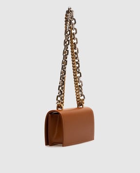Alexander McQueen Коричневая кожаная сумка кросс-боди Jeweled с кристаллами 653134DYTD1