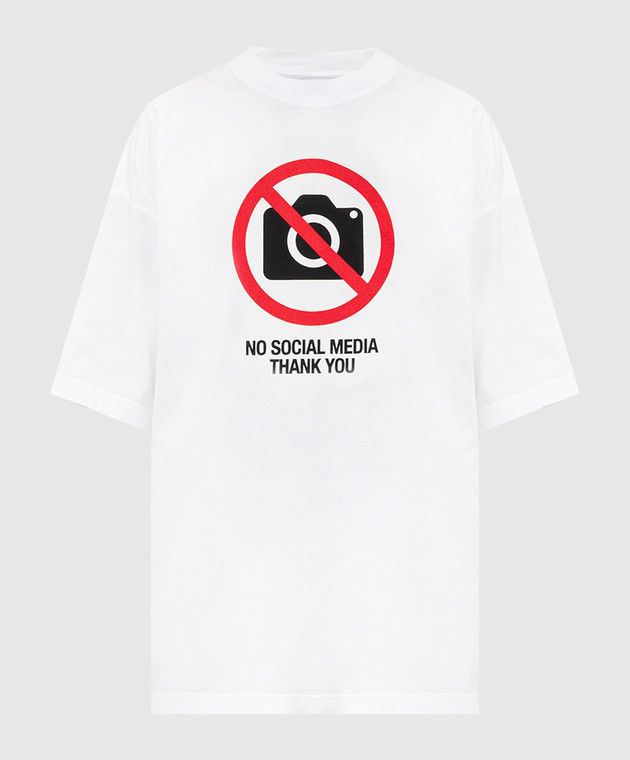 Vetements - Белая футболка с принтом No social media UA65TR120WM
