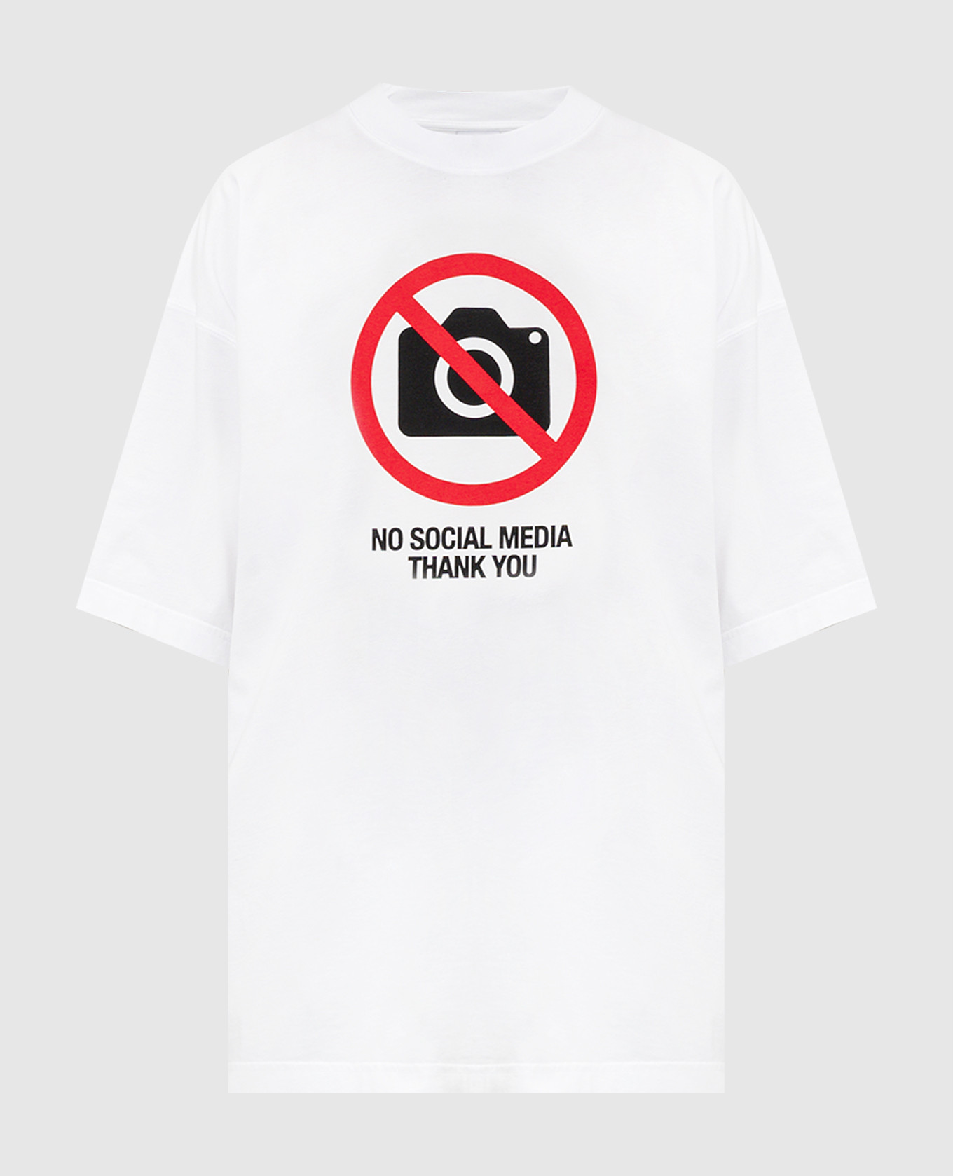 

Белая футболка с принтом No social media, Белый, Футболки