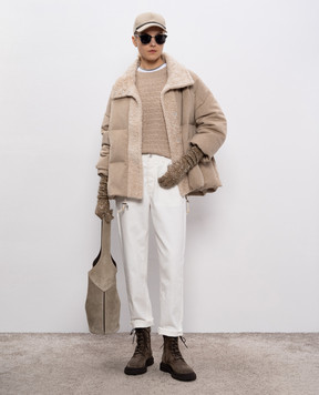 Brunello Cucinelli Бежевий светр з паєтками MDV754000P