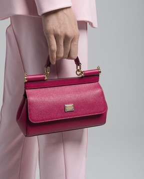 Dolce&Gabbana Рожева шкіряна сумка Sicily з металевим логотипом BB7116A1001