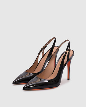 Santoni Черные кожаные лакированные босоножки AUDREY WDSX70298HA2BVHD