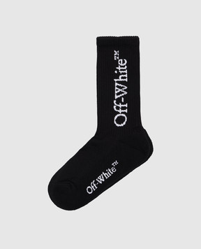 Off-White Чорні шкарпетки з візерунком логотипа OWRA035C99KNI001