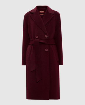 Max Mara Бордове двобортне пальто CANNETI з вовни та кашеміру CANNETI