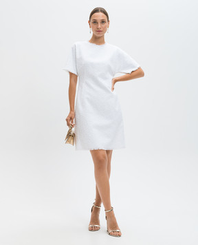 Dolce&Gabbana Белое твидовое платье мини с льном F6JJGTHUMT9