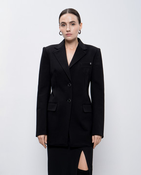 Helmut Lang Черный жакет с металлическим логотипом O06HW101