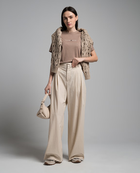 Brunello Cucinelli Бежевые брюки с цепочкой мониль ML949P8509