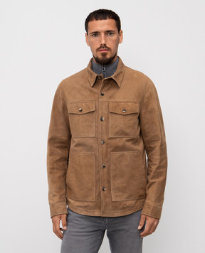 ISAIA Бежева куртка з нубуку в стилі сорочки LU0133PLW61