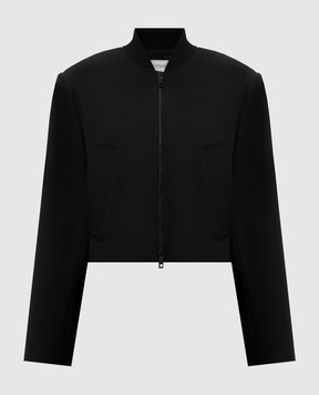 Max Mara Sportmax Черная куртка FIOCCHI из шерсти с брендовым кристаллом FIOCCHI