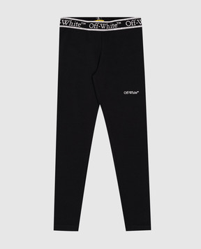 Off-White Детские черные леггинсы с узором логотипа OGCD003F24JER001