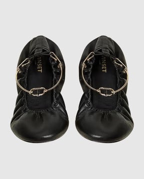 Twinset Черные балетки с эмблемой 251TCP150