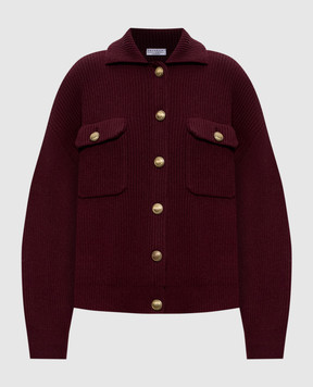 Brunello Cucinelli Бордовий кардиган з вовни, кашеміру та шовку M16725106