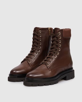 Santoni Коричневі шкіряні черевики WTEI71714GOMNLGA