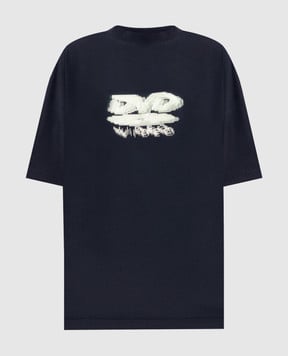 Vetements Чорна футболка вільного крою з принтом UH76TR380B