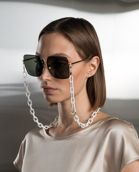 The Attico by Linda Farrow Білий ланцюжок для окулярів SMALL SQUARE LFLCHAIN12C6