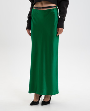 Tom Ford Зеленая юбка макси из шелка с поясом GC5829FAX1664