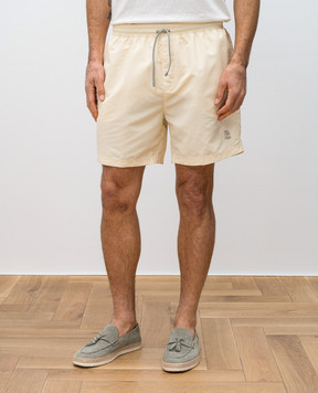 Brunello Cucinelli Желтые шорты для плавания с вышивкой логотипа логотип MW817043