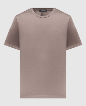 Bertolo Cashmere Коричнева футболка з вишивкою емблеми 000252001912