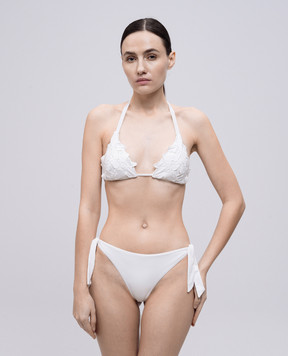 Twinset Білий купальник з квітковою нашивкою 251LMMV22