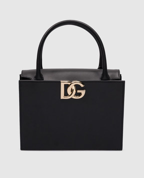 Dolce&Gabbana Чорна шкіряна сумка з металевим логотипом BB7587AW576