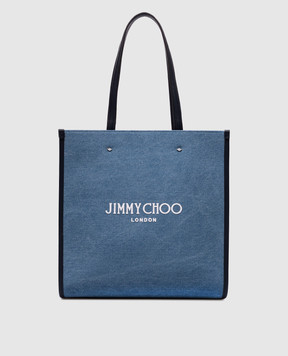 Jimmy Choo Синя джинсова сумка-тоут з фактурним логотипом NSTOTEMLYF