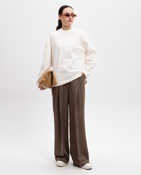 Jil Sander Белый лонгслив с принтом логотипа. J03GC0136J20243