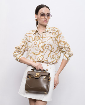 Balmain Коричнева шкіряна сумка-сетчел B-Buzz 23 FN1DB526LSLX