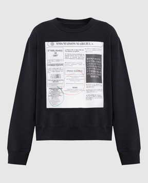 Maison Margiela MM6 Черный свитшот с принтом с логотипом S52GU0242M25012