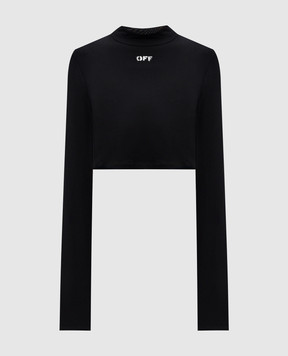Off-White Черный укороченный лонгслив с логотипом OWAD235C99JER001